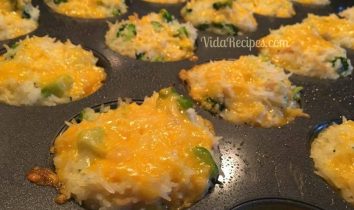 Cheddar Broccoli Rice Cups in a Pan